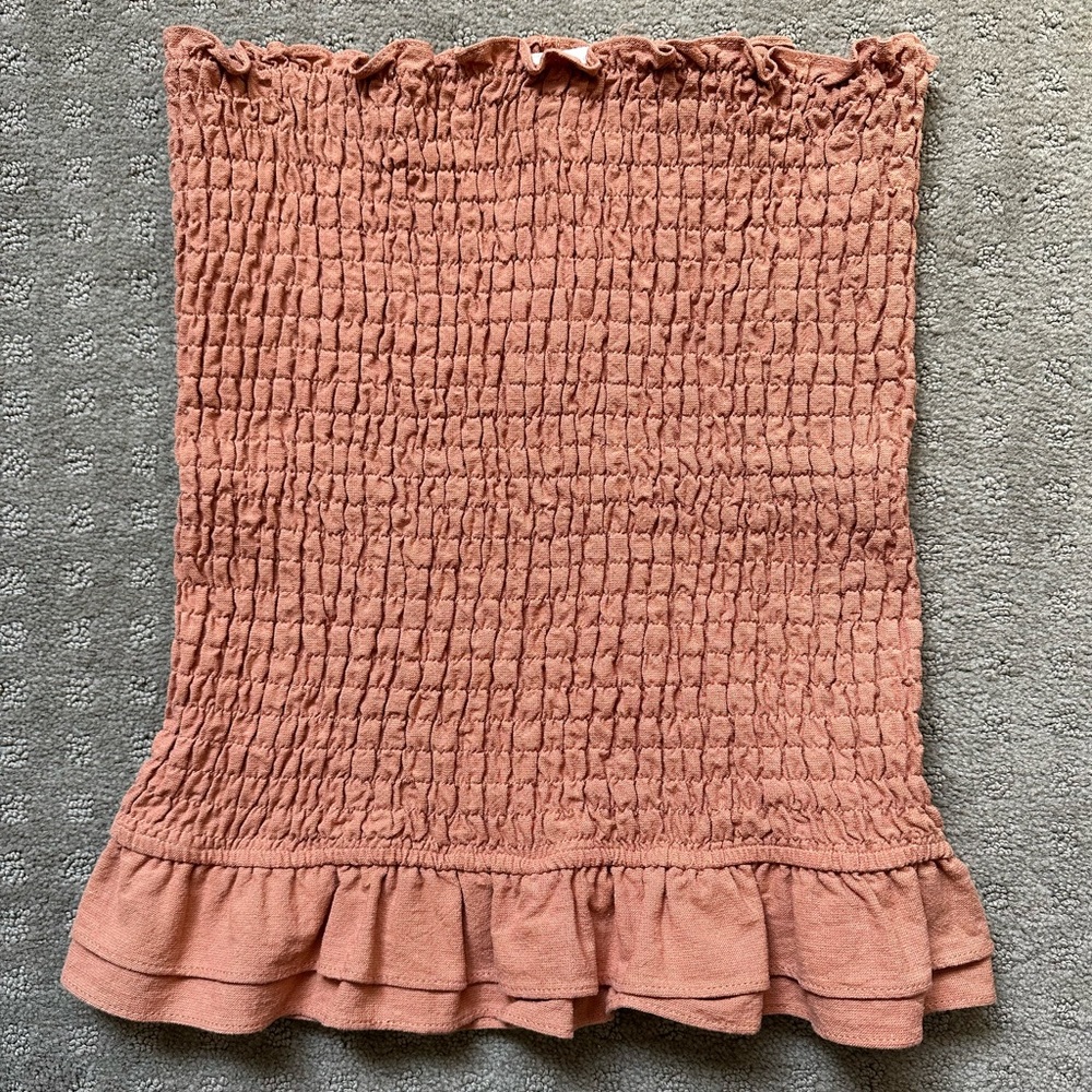 Luca + Grae Rust Ruched Mini Skirt - Size Medium